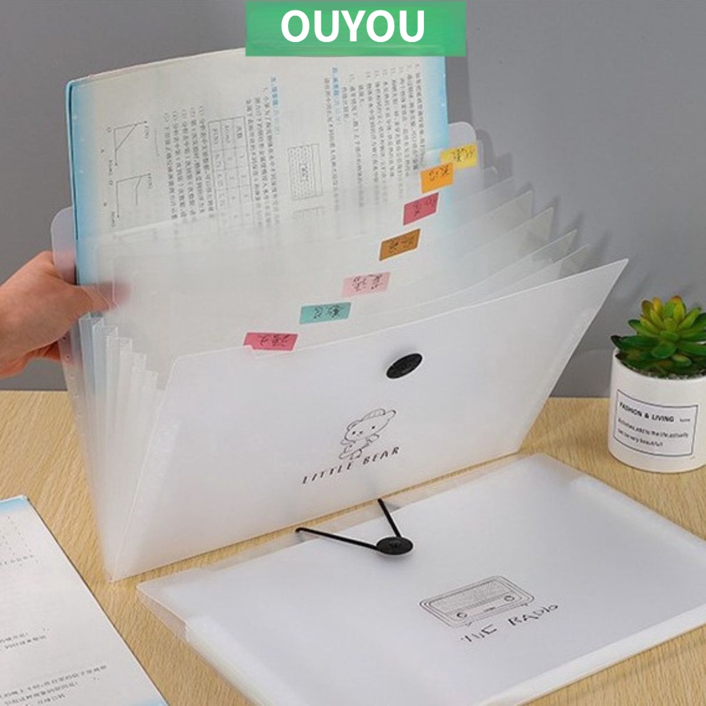 Túi đựng tài liệu tệp đựng tài liệu nhiều ngăn kẹp file túi đựng tài liệu A4 phụ kiện văn phòng phẩm ouyou