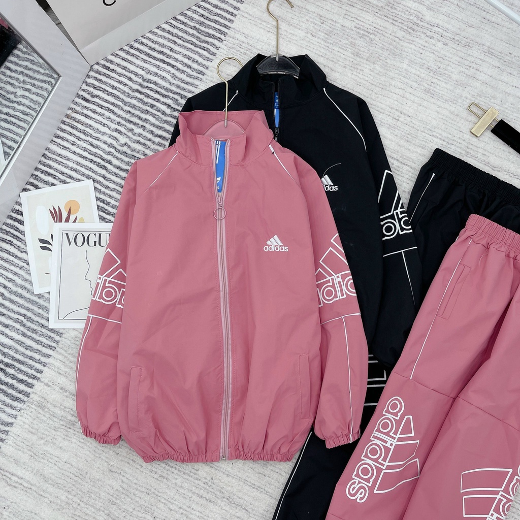 Bộ Áo Gió Thể Thao NỮ Logo thêu nổi, 2 Lớp siêu hot - Hàng Xuất Dư