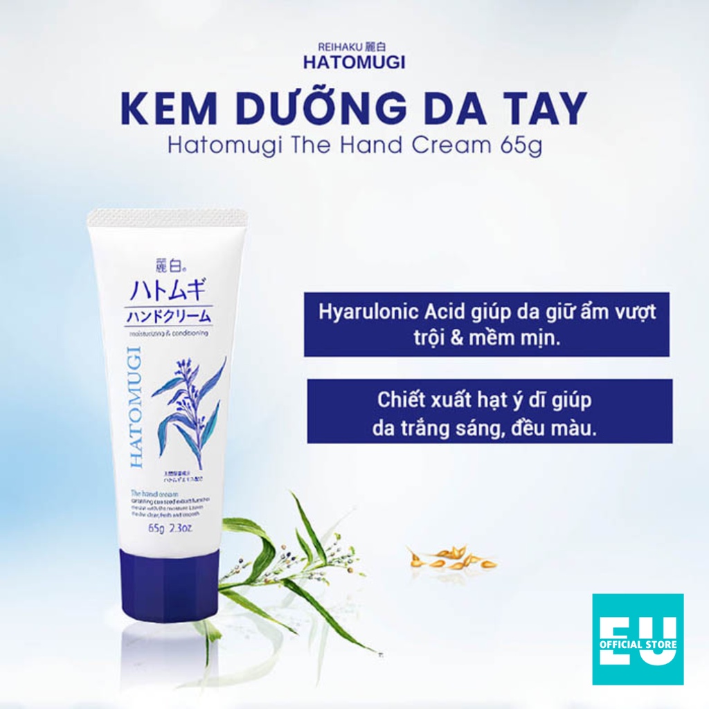 Kem Dưỡng Da Tay Hạt Ý Dĩ Reihaku Hatomugi Hand Cream 65g