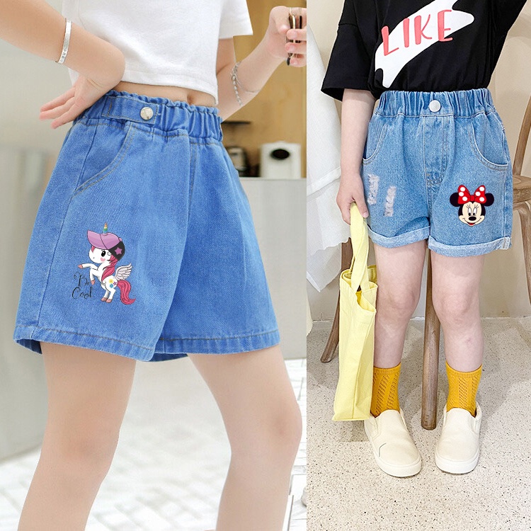 Quần Short denim Phong Cách Trung Hoa Thời Trang Mùa Hè Mới Cho Bé Gái 2-16 Tuổi