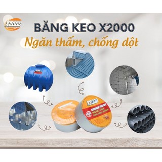 Băng keo X2000, băng keo chống thấm siêu dính đa năng khổ 5mx5cm chống thấm, chống dột
