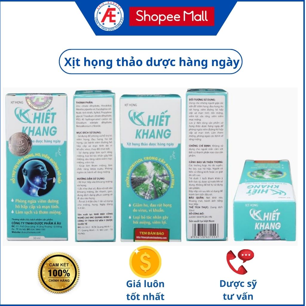 Xịt miệng họng Khiết Khang lọ 30ml