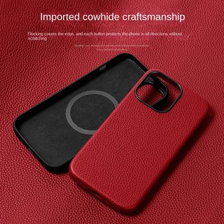 Ốp da bò từ tính cao cấp cho iphone 15 pro max 14 plus 13 12 promax bảo vệ camera ốp điện thoại
