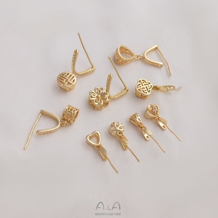 Khóa Cài Dây Chuyền Mạ Vàng 14K Hình Hoa Anh Đào / Hướng Dương Nhiều Màu Sắc