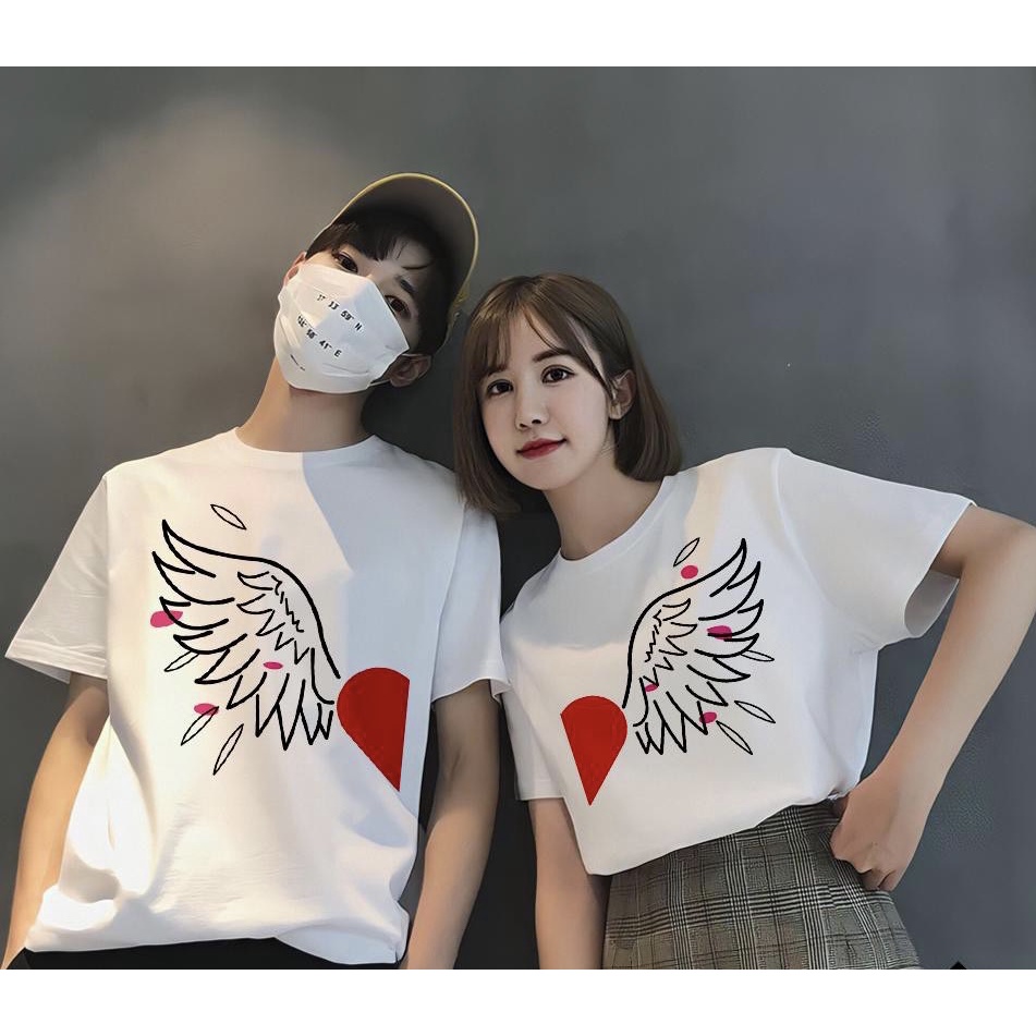 Áo cặp nam nữ, đồ đôi in hình dễ thương không bong tróc đi chơi-PINK