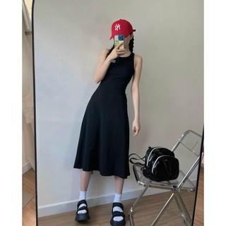Đầm thun ba lỗ dáng midi xòe , chất thun co dãn mặc tôn dáng thỏa mái , thời trang sexy , trẻ trung