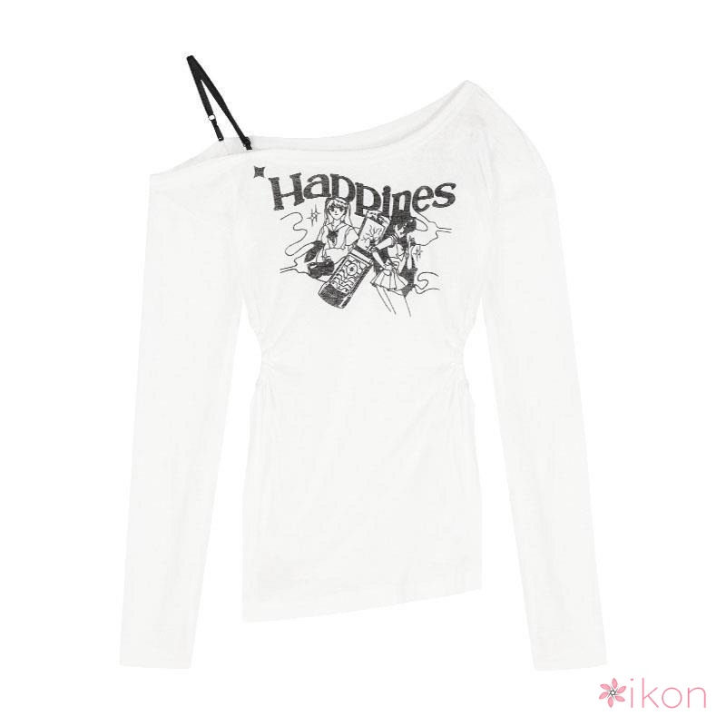 Áo Croptop Trễ Vai In Họa Tiết Phong Cách Hàn Quốc Quyến Rũ Dành Cho Nữ