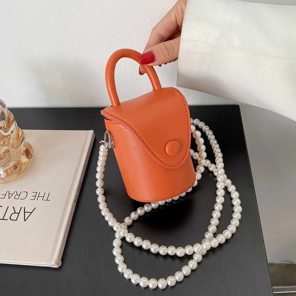 Túi Đeo Chéo Một Dây Đính Ngọc Trai Phong Cách Phương Tây