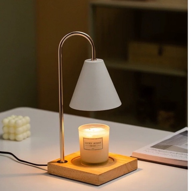 Đèn đốt nến thơm đế gỗ - Phụ kiện nến Yankee, Bath and body works - Warmer Candles - Có núm chỉnh độ sáng