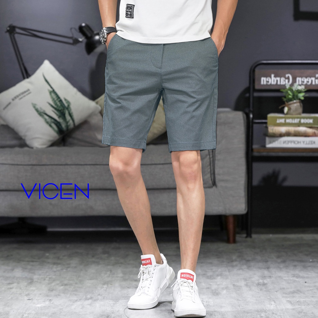 Quần Short Kaki Nam Vicenzo Vải Kaki Cotton Mềm Mịn Sau Khi Giặt, Quần Đùi Kaki Nam Cao Cấp Đứng Phom Khuy Cúc Nhiều Màu