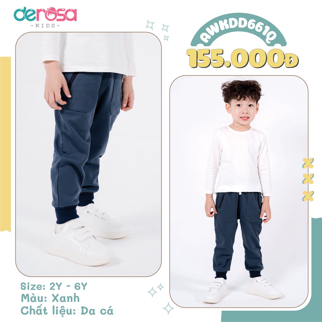 Quần dài thu đông cho bé trai DEROSA KIDS từ 2 đến 6 tuổi AWKDD661Q