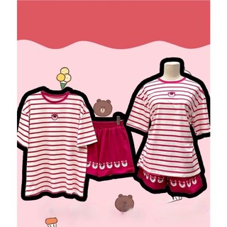Set gấu dâu sọc quần đùi kaki, chuẩn hàng loại 1 ảnh thật