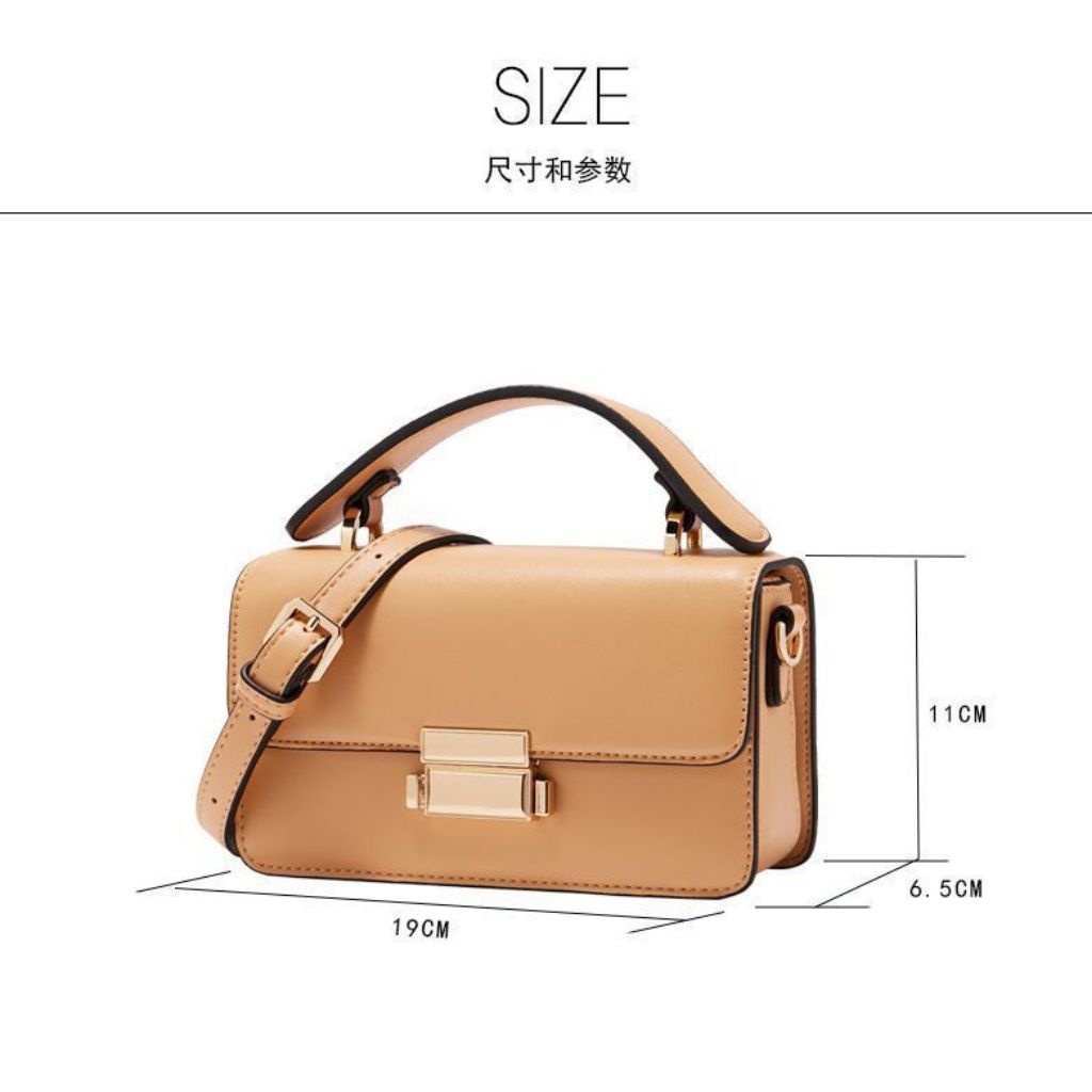 Túi xách nữ đeo chéo, túi đeo vai da sần khóa bấm size 19 - TXN034