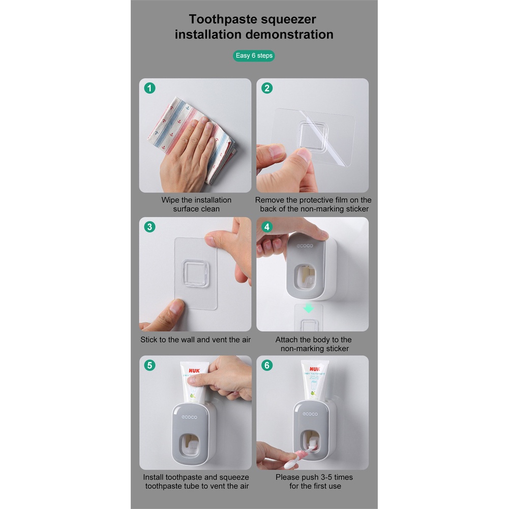 Dụng Cụ Nặn Kem Đánh Răng Tự Động Gắn Tường Chống Bụi Tiện Dụng