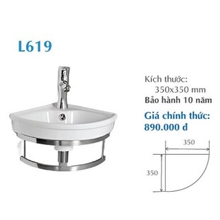 Chậu lavabo góc, chậu rửa mặt kèm giá đỡ inox L619