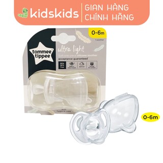 Ty ngậm silicon siêu nhẹ cho bé Tommee Tippee Ultra Light 0-6 tháng (vỉ đơn) - Trắng