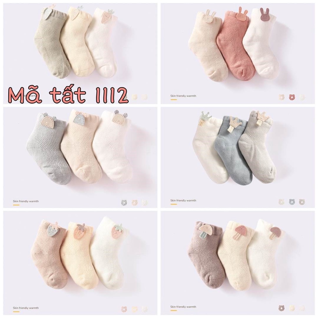 Set 3 đôi tất cổ thấp đính hình thú ToBé siêu xinh, siêu đáng yêu cho bé