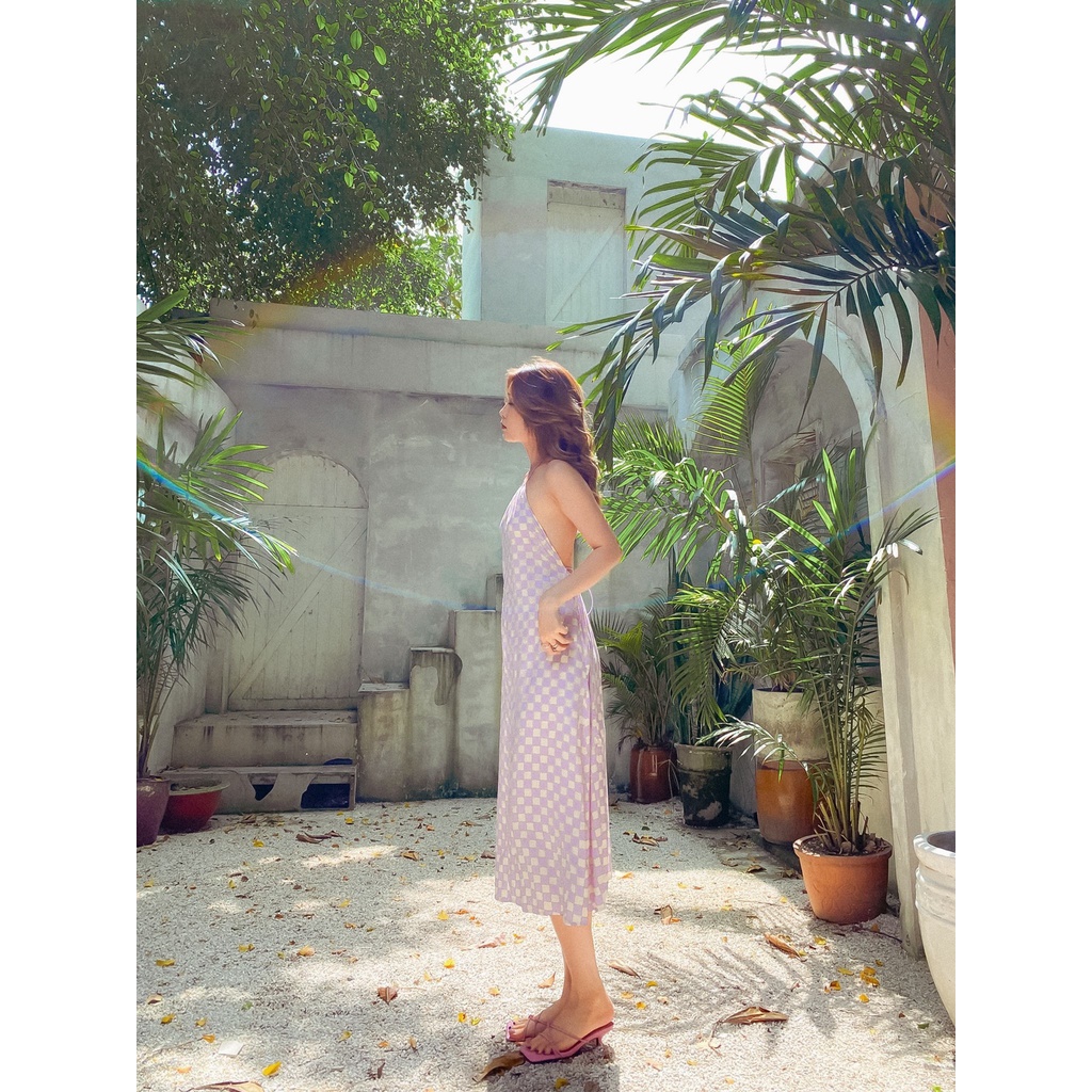 Đầm caro hở lưng Dosu Dress Gem Clothng SP060690