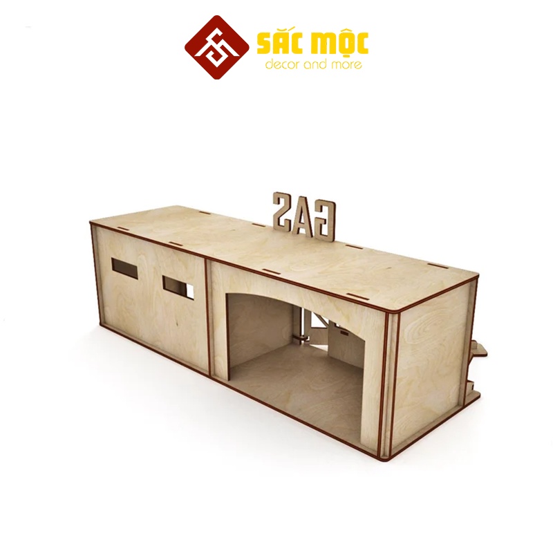 Đồ Chơi Mô Hình Trạm G-A-S Bằng Gỗ Tự lắp Ráp Size Lớn 415*155*125 mm