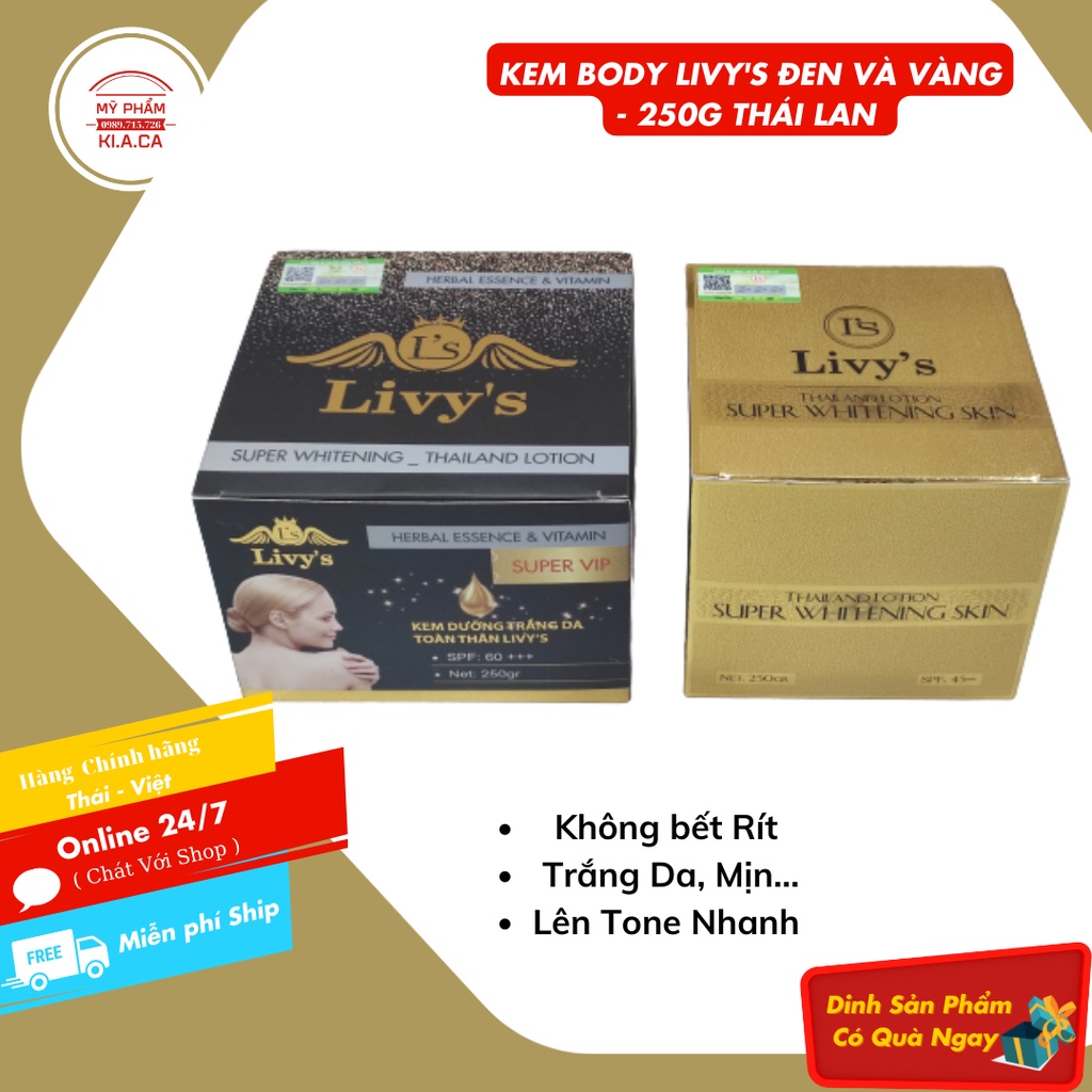 Kem Dưỡng Trắng Da Body Livy Thái Lan Dưỡng ẩm da trắng mịn, hồng hào