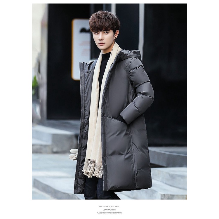 Áo Khoác Phao Có Mũ Trùm Dáng Dài Thời Trang Mùa Thu Đông Ấm Áp Dành Cho Nam