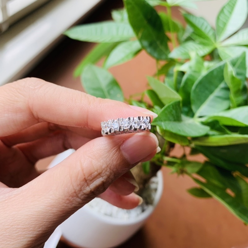 N24. Nhẫn bạc đ.á trắng vuông vintage | Độc lạ | Vintage Necklace|| Si Nhật | Japan | 2HAND | trang sức nhật bản
