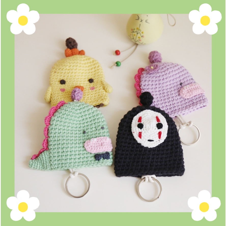 Móc Chìa Khóa Hình Búp Bê Hoạt Hình Bằng Len Dệt Thủ Công Dễ Thương