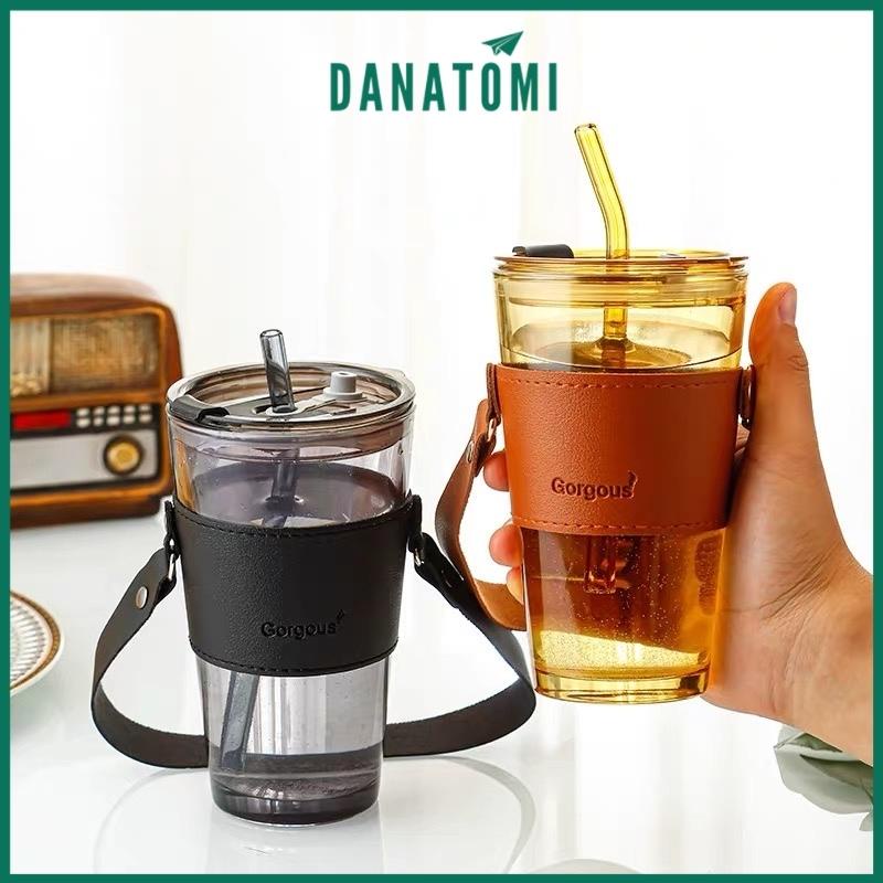 Ly Thủy Tinh Mix Da Size To, Ly Uống Nước Mang Đi Sang Trọng Màu Hổ Phách
