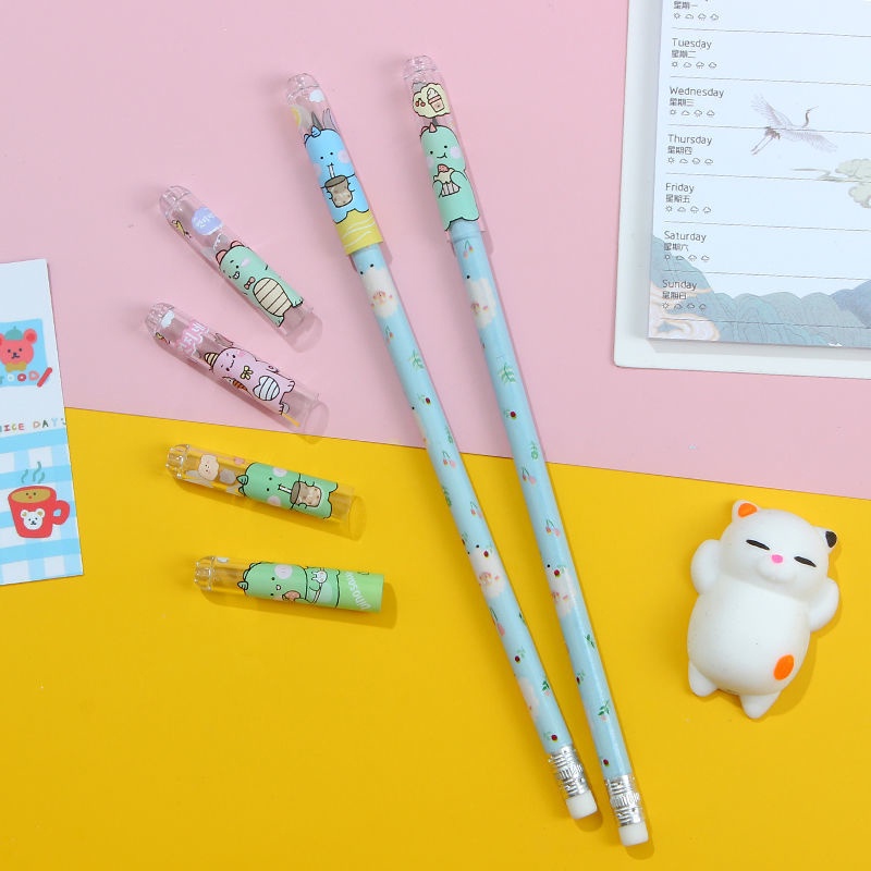 Set 6 Nắp Đậy Bút Chì Họa Tiết Hoạt Hình Dễ Thương