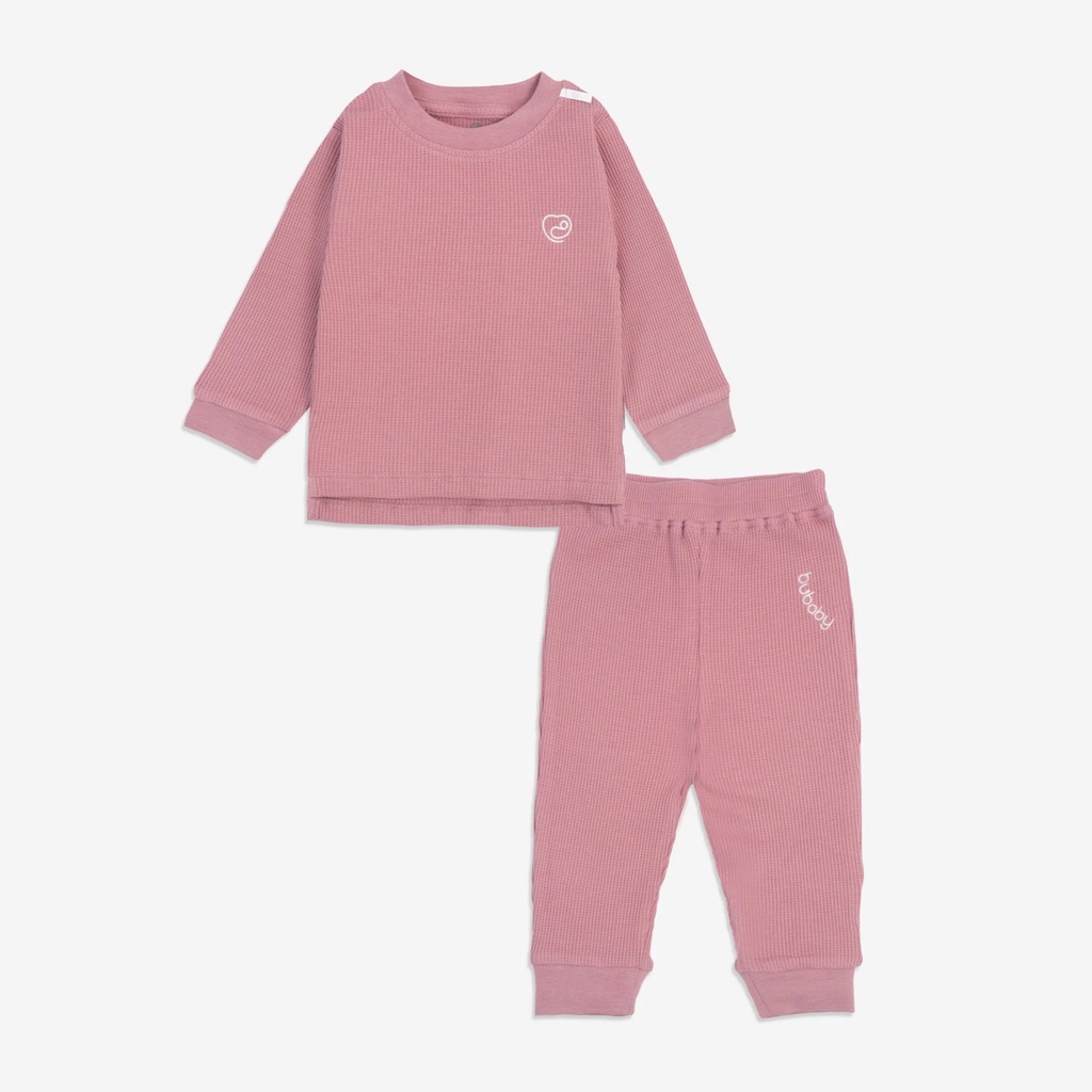 Bộ dài tay cổ tròn bamboo waffle Bu baby cho bé 6 tháng đến 4 tuổi