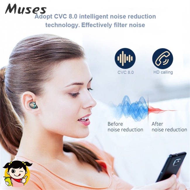 Tai Nghe Nhét Tai Bluetooth Không Dây Tws Tg02 Chống Nước Chống Ồn Chất Lượng Cao
