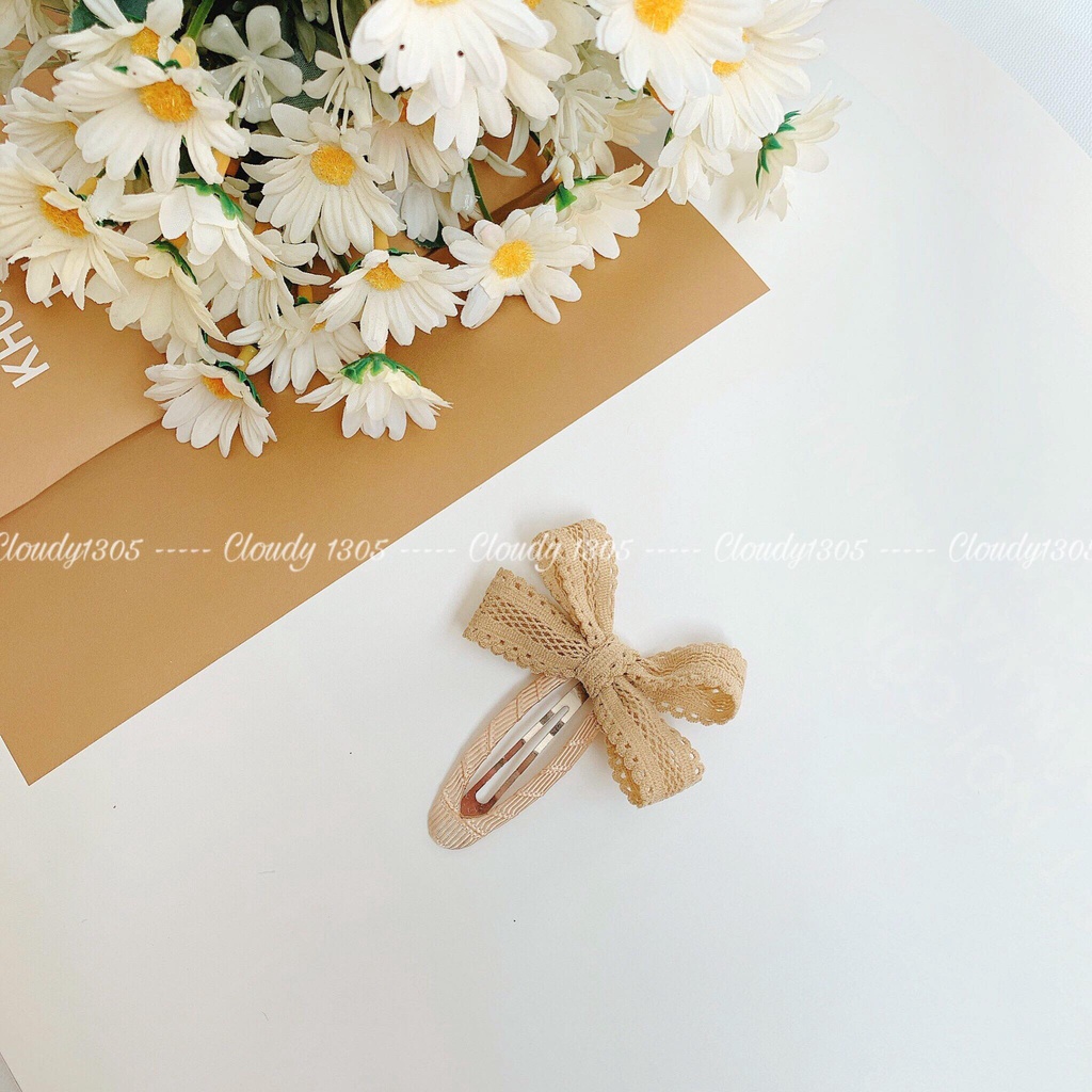 Kẹp tóc ren thắt nơ dễ thương cho bé