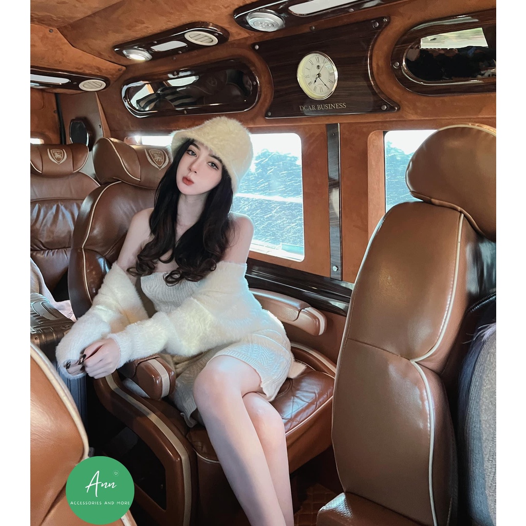 Mũ bucket vành cụp, mũ lông thỏ thiết kế phong cách Hàn Quốc, phom mũ chuẩn đẹp, sẵn 4 màu đen-trắng-kem-nâu nhạt