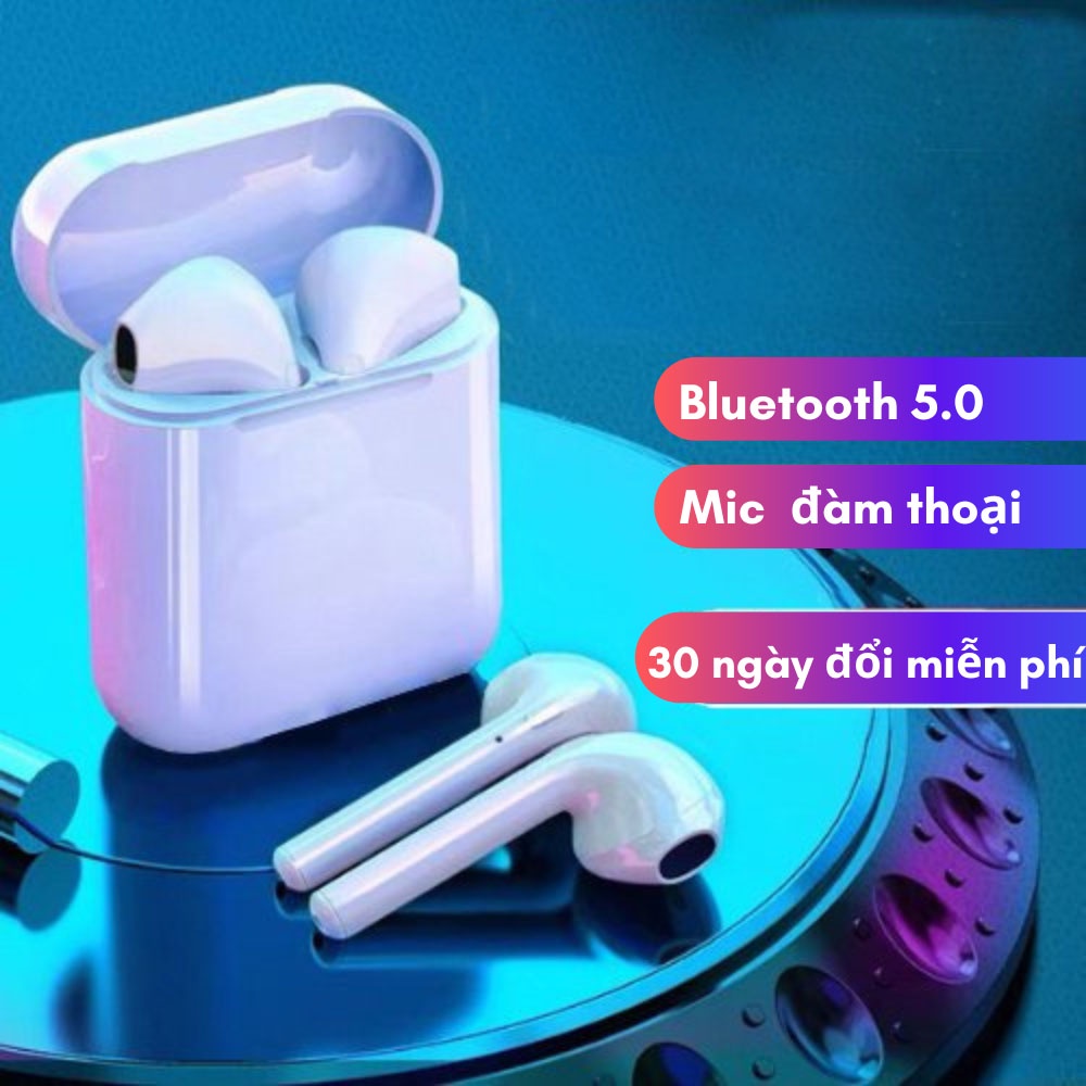 Tai nghe Bluetooth I12, tai nghe không dây TWS bản Quốc tế âm thanh chuẩn HIFI dùng cho các dòng điện thoại và laptop