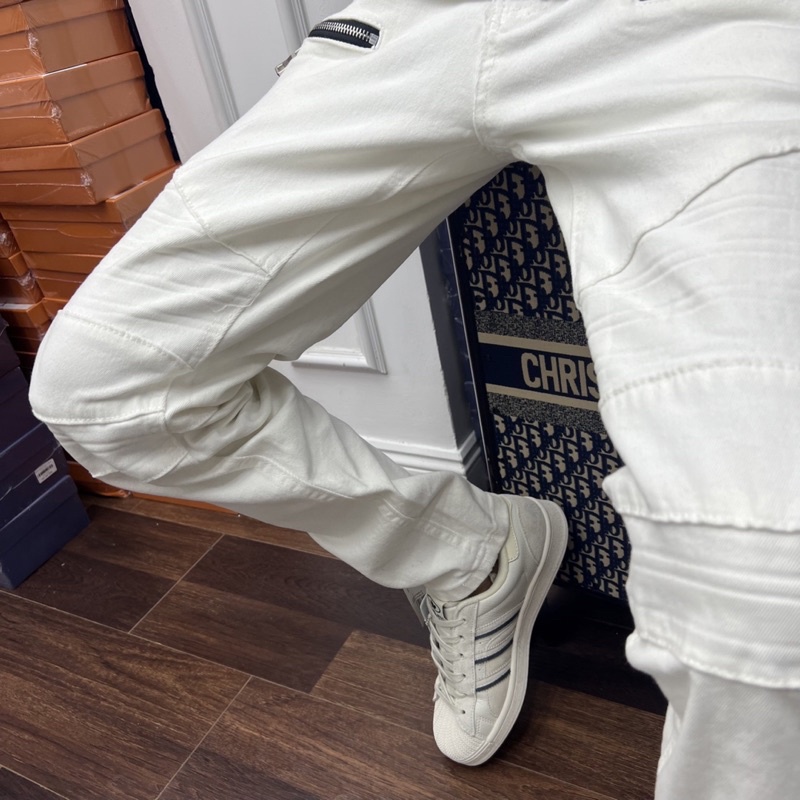 Quần Jean Dài Nam Màu Trắng Phong Cách Thời Trang Cao Cấp