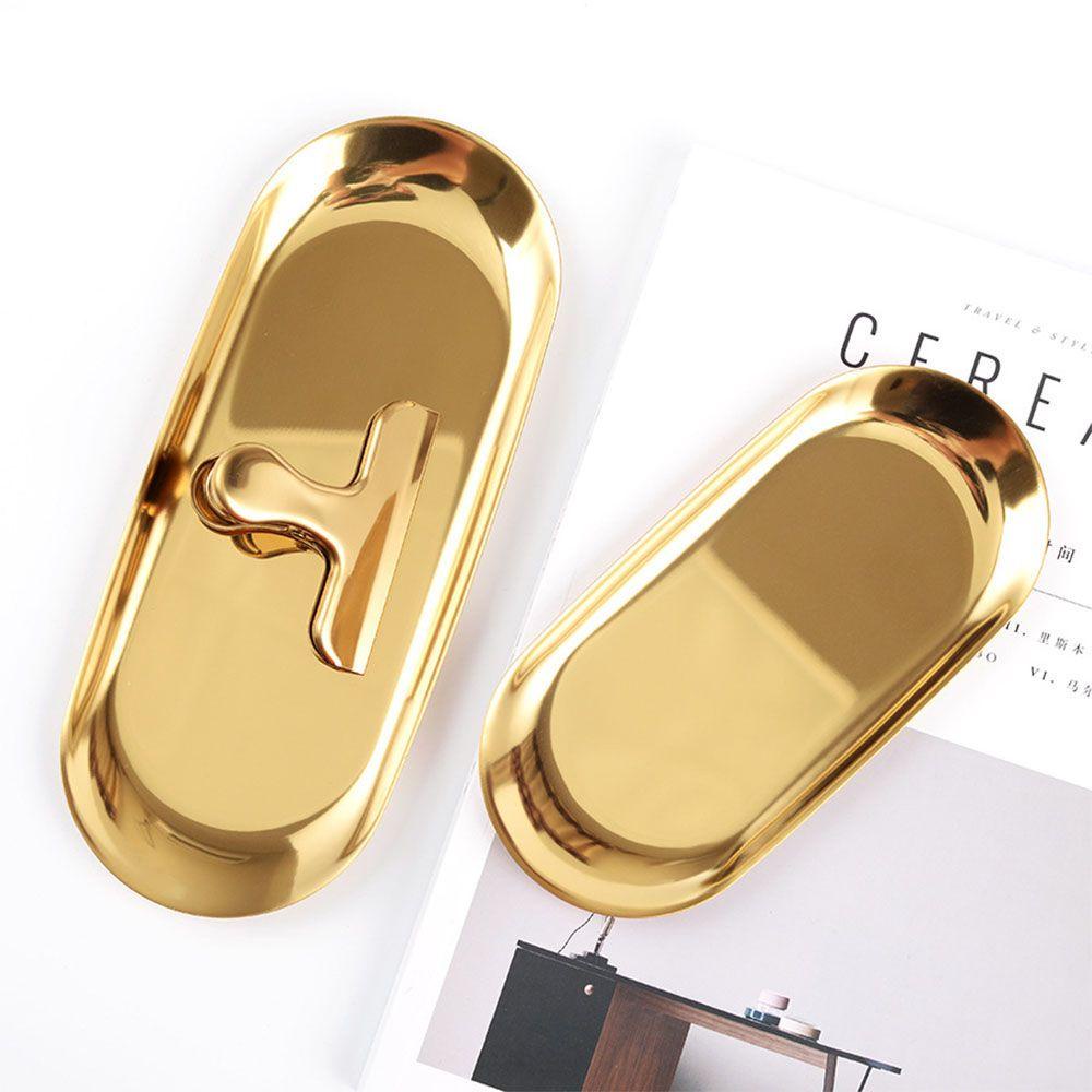 Khay Kim Loại Tráng Gương Hình Oval Dùng Đựng Thức Ăn