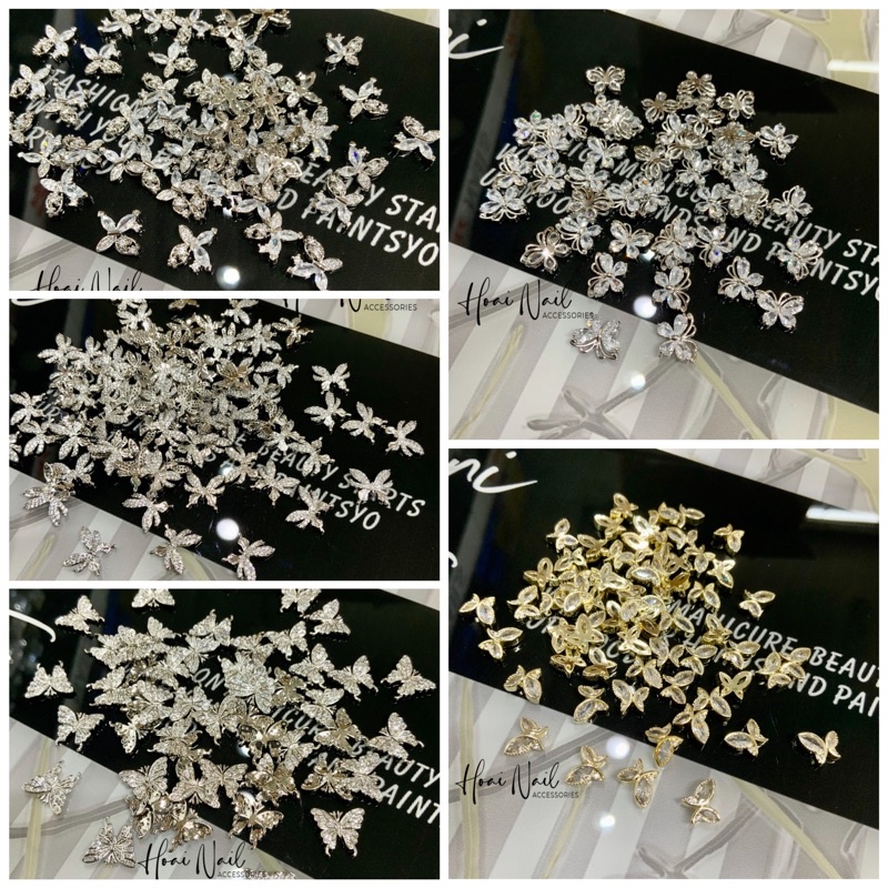 Charm đính móng tay hình bươ’m cao cấp nhiều mẫu đẹp (giá 1 chiếc)