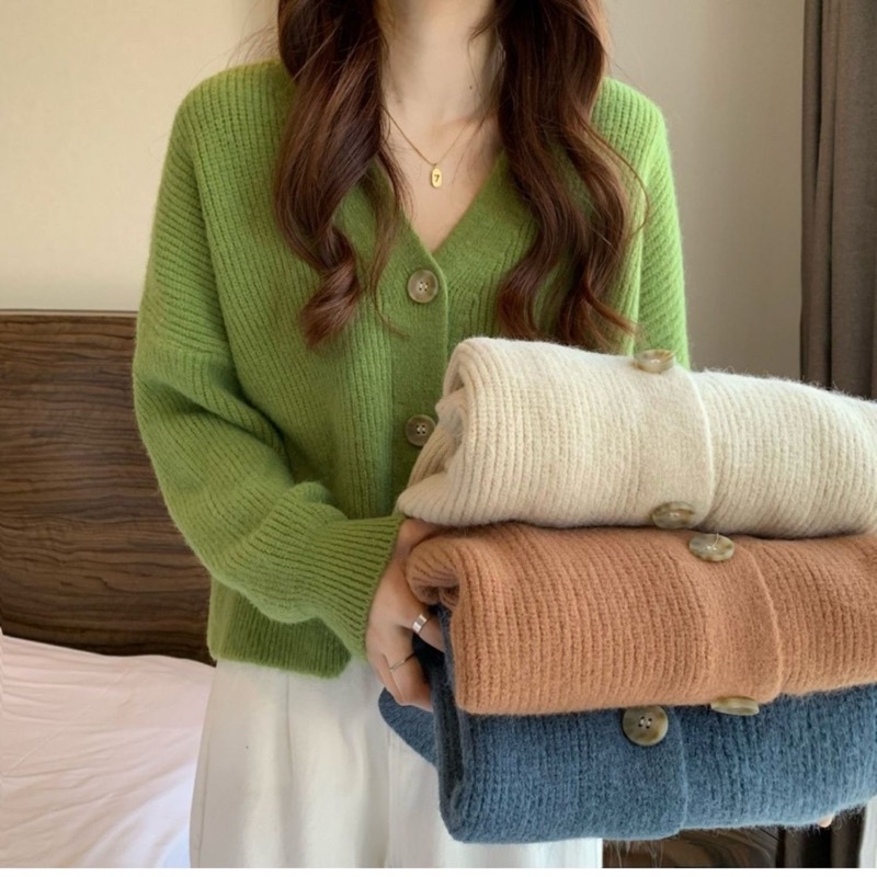 ÁO KHOÁC CARDIGAN len LÔNG thỏ cao cấp siêu mềm mịn , áo len nữ mùa đông phom crotop đáng yêu