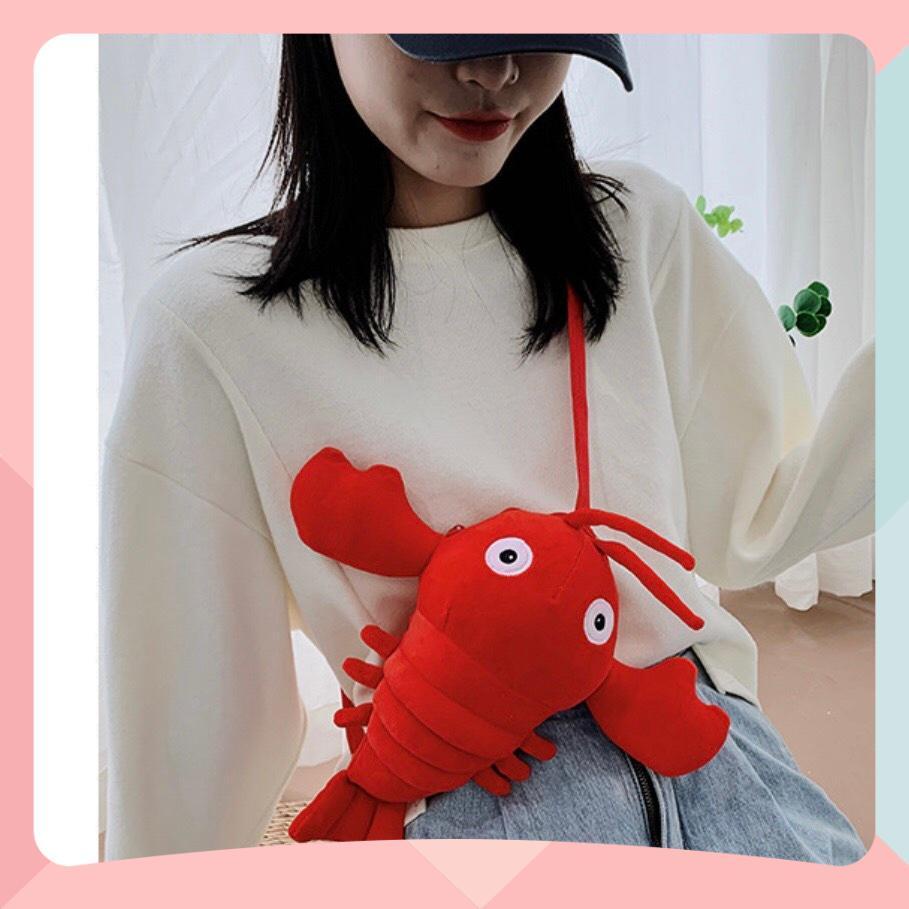Túi Đeo Chéo Gấu Nhồi Bông Hình Con Tôm - Túi Đeo Vai Con Tôm Xinh Xắn