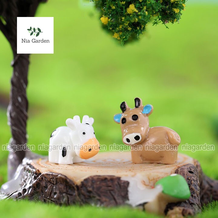 Tiểu cảnh bò sữa mini trang trí chậu cây nhỏ để bàn Nia Garden N5