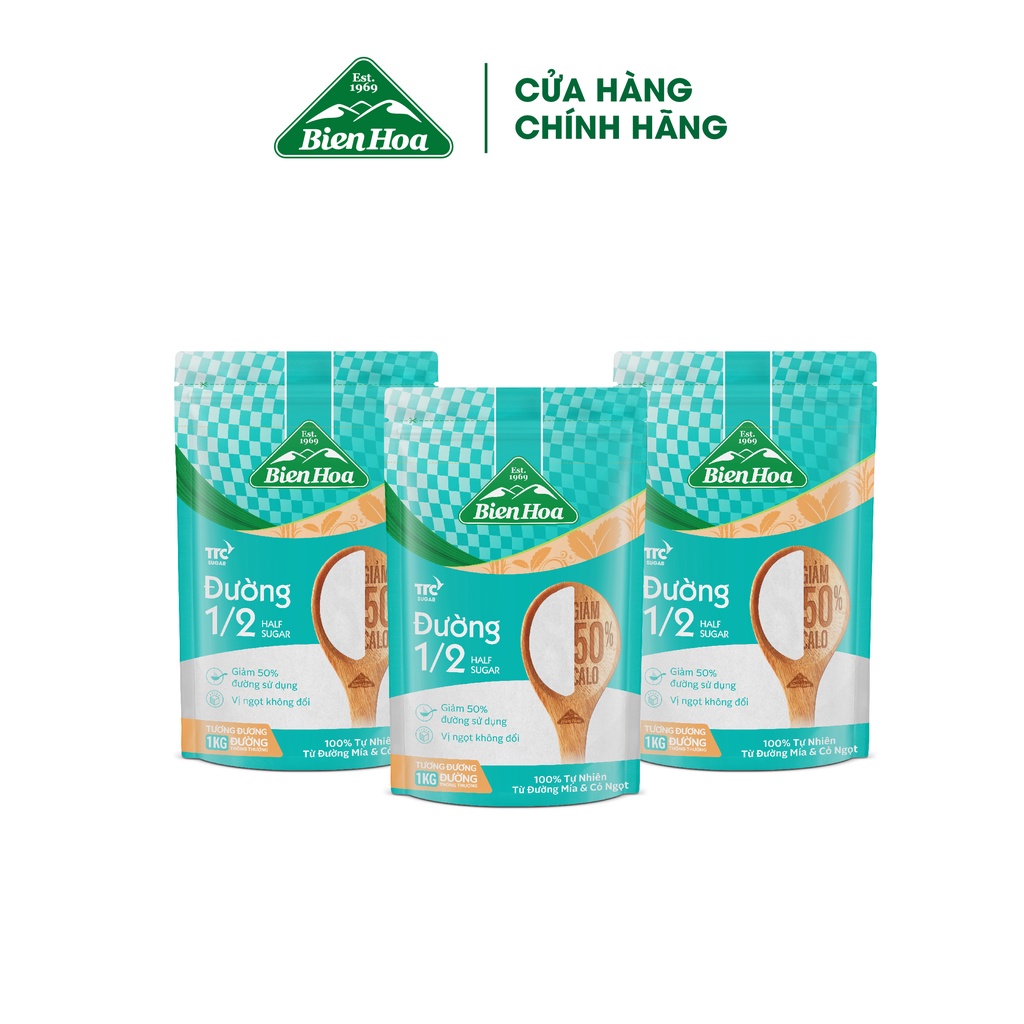 Combo 3 túi Đường 1/2 Giảm 50% Calo Biên Hòa 500gr/túi