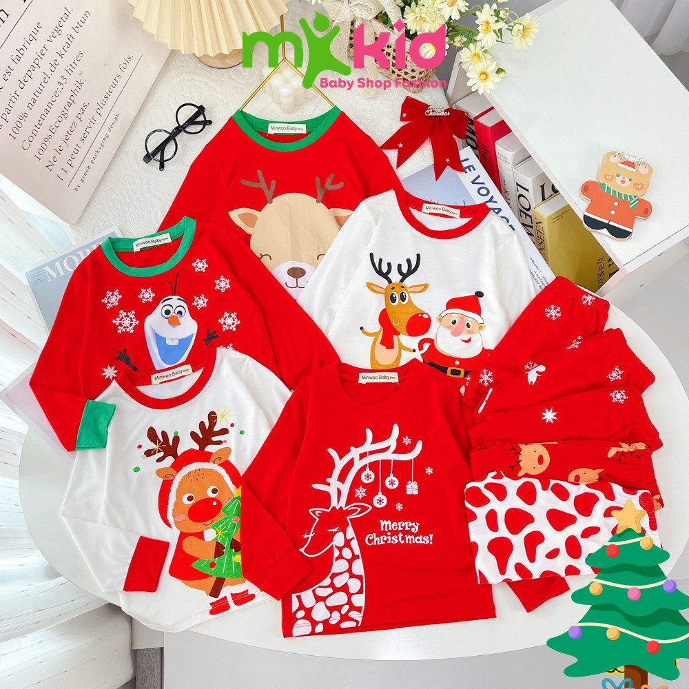 Bộ NOEL Cho Bé 💖 Bộ Giáng Sinh Dài Tay Minky Mom Cho Bé Trai Bé Gái Với Các Họa tiết Siêu Dễ Thương