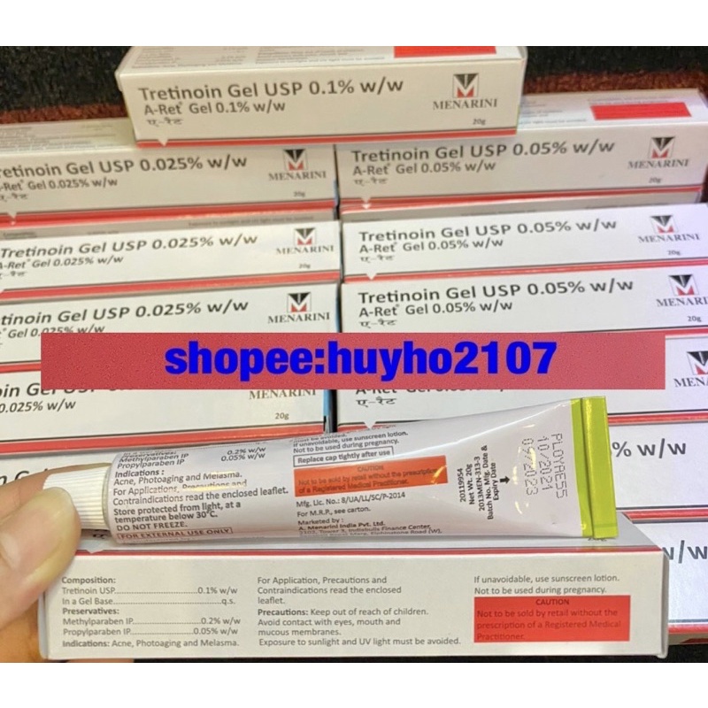 Kem Gel Giảm mụn, mờ thâm nám, chống lão hóa Tretinoin Aret 20g.