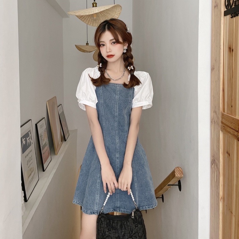 VÁY BÒ XÒE KẾT HỢP ÁO SƠ MI NGẮN TAY