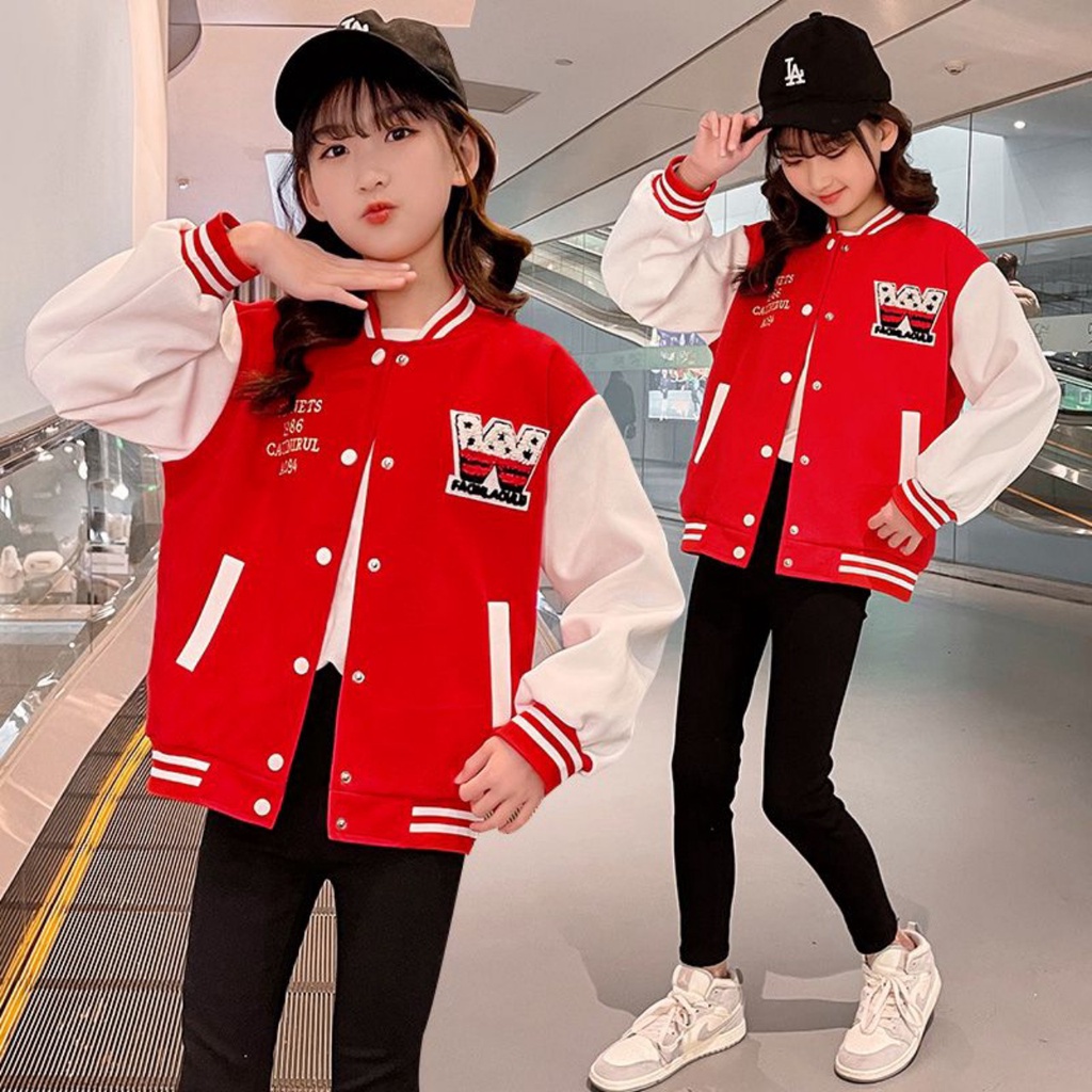 Áo bomber bé gái 14-45kg, áo khoác bé gái 4-15 tuổi mẫu chữ R sang chảnh cá tính, 2 màu đen và xám.BOMBERR88