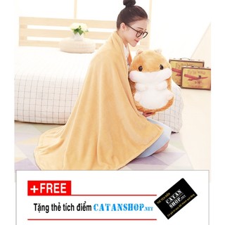 Gối mền hamster 3 trong 1 siêu cute, nỉ nhung cực mịn, bộ chăn gối văn phòng, quà tặng, du lịch,...