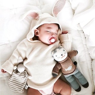 Áo len GAP trắng be tai thỏ cute