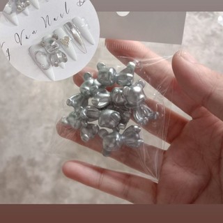 phụ kiện gắn móng, set charm gấu bạc gắn móng