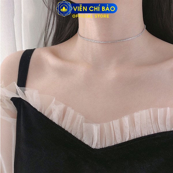 Dây chuyền choker xoắn óng ánh chất liệu bạc Thái 925 thời trang phụ kiện trang sức nữ Viễn Chí Bảo D400334