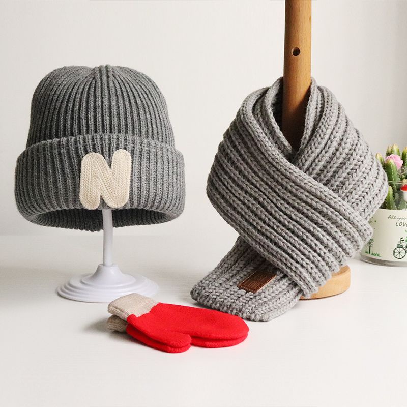 Set Mũ Len + Găng Tay + Khăn Choàng + Găng Tay Giữ Ấm Mùa Thu